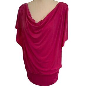 Kelly & Diane Hot Pink Ruched Draped Blouse Tunic Top